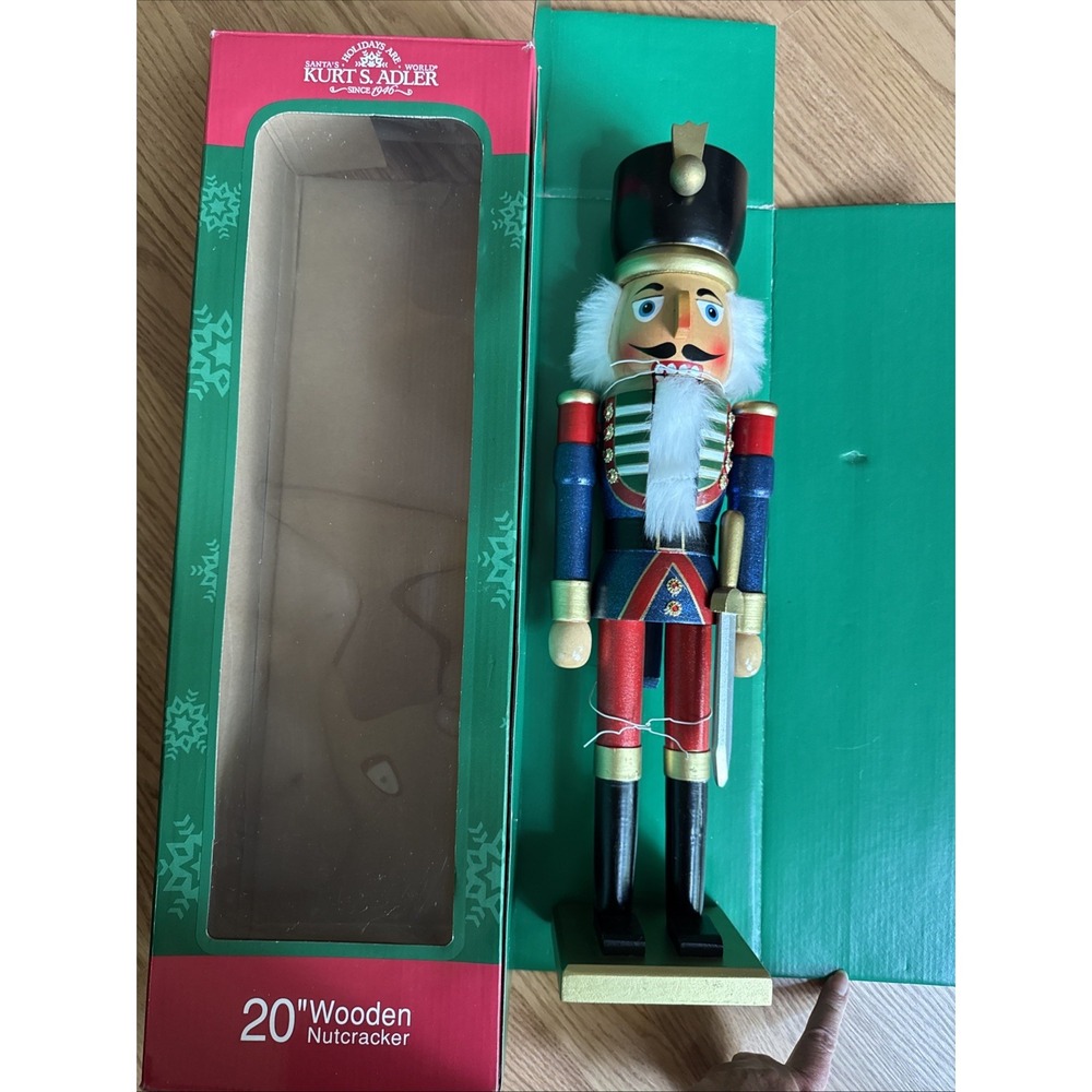 Kurt  Adler Nutcracker Soldier With Sword Wooden Christmas‎ 20-Inches Large NWT